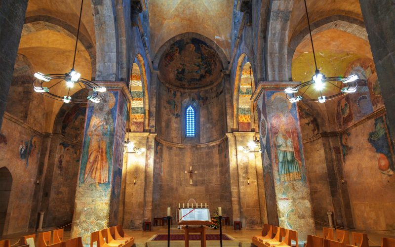 Interior of the Benedictine monastery of the Resurrection in Abu Ghosh, Israel