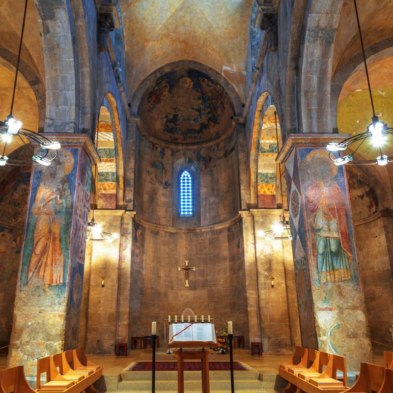 Interior of the Benedictine monastery of the Resurrection in Abu Ghosh, Israel