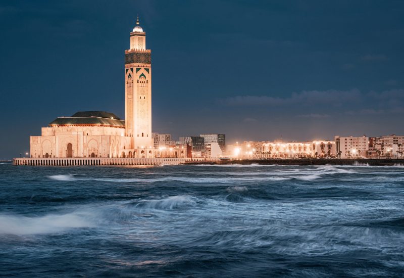 Hassan,Ii,Mosque,In,Casablanca,,Morocco,,Radiating,With,A,Warm