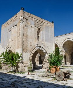 Inner yard of Sultanhani caravansary on Silk Road, Aksaray, Turkey